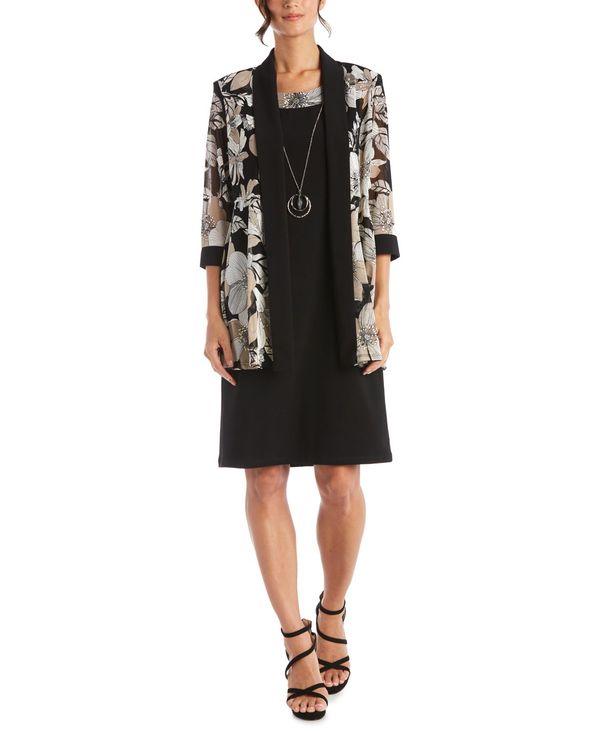 楽天ランキング1位 楽天市場 アールアンドエムリチャーズ レディース ワンピース トップス 2 Pc Printed Jacket Dress Set Black Taupe Revida 楽天市場店 アウトレット送料無料 Dfilogistics Co Id