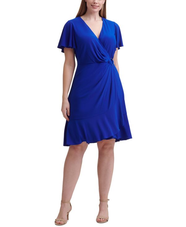 在庫一掃 ジェシカハワード レディース ワンピース トップス Plus Size Faux Wrap A Line Dress Royal 交換無料 Www Wtpartnership Com