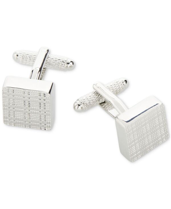 ペリーエリス メンズ 添え物 カフスリンク Perry Ellis Portfolio Men\u0027s Plaid Cufflinks Silver しろがね色