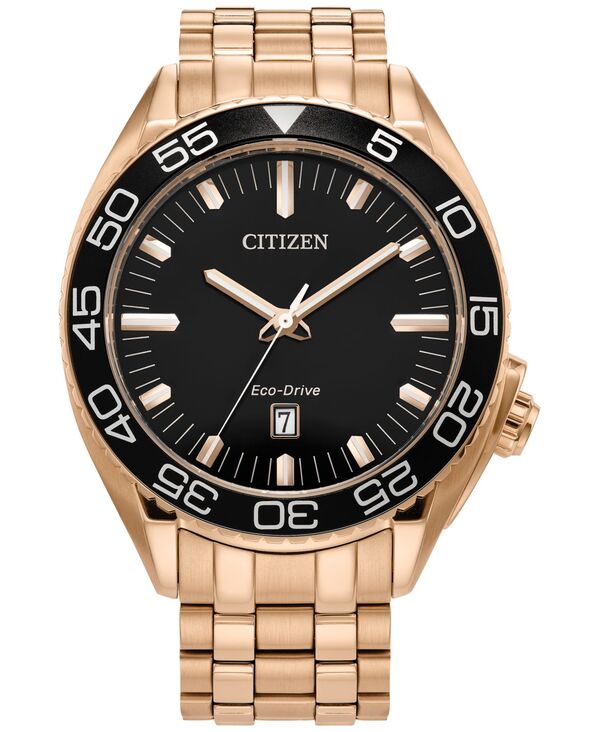 シチズン メンズ アクセサリー 腕時計 Tシャツ Citizen Eco-Drive Men's Sport Luxury Rose Gold-Tone Stainless Steel Bracelet Watch 42mm Rose Gold-tone ゴールド