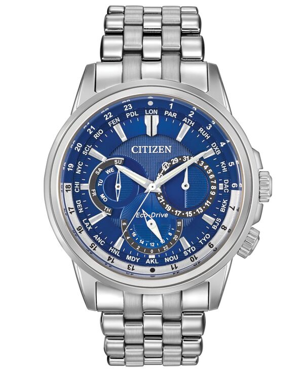 シチズン メンズ アクセサリー 腕時計 Tシャツ Citizen Men's Eco-Drive Calendrier Stainless Steel Bracelet Watch 44mm BU2021-51L No Color｜ReVida 店