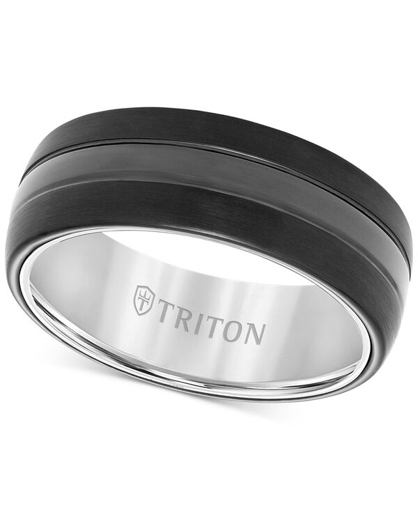 トリトン メンズ アクセサリー リング サテン Triton Men Satin Finish Band Tungsten Carbide Black Tita ブラック