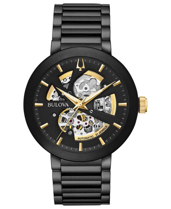 ブロバ メンズ アクセサリー 腕時計 Tシャツ Bulova Men's Futuro Black Stainless Steel Bracelet Watch 42mm No Color ブラック|ReVida 店