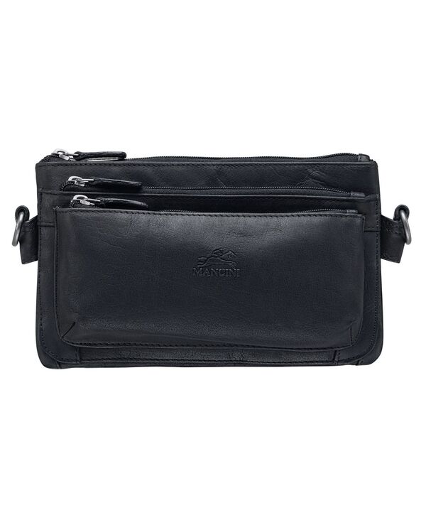 マンシーニ メンズ バッグ ボディバッグ・ウエストポーチ Mancini Men's Multi-Function Waist Bag Black ブラック
