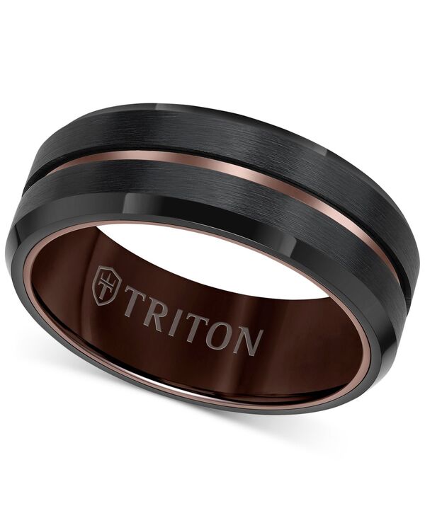トリトン メンズ アクセサリー リング Triton Men Brush Finished Center Line Band Tungsten Carbide Tungsten ブラック