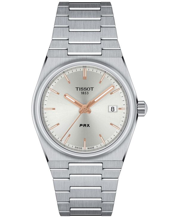 ティソット メンズ 付属品 ウオッチ プルオーバー Tissot Unisex PRX Silver-Tone Stainless Steel Bracelet Watch 35粍 Silver しろがね色