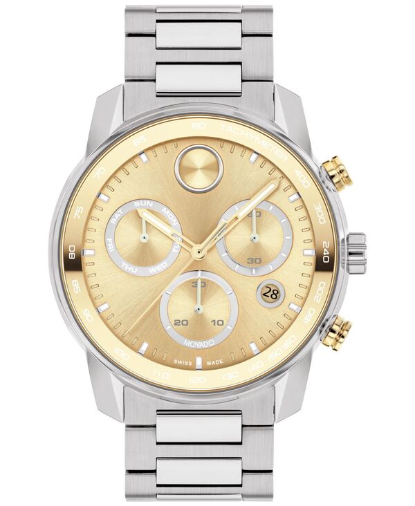 モバド メンズ 付属品 ウオッチ プルオーバー Movado Men\u0027s Swiss Chronograph Bold Verso Stainless Steel Bracelet Watch 44粍 Two Tone