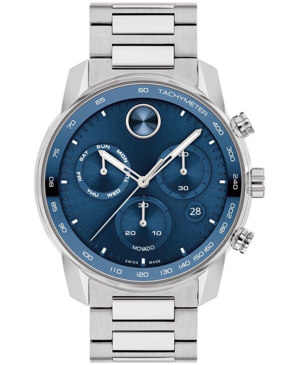 モバド メンズ アクセサリー 腕時計 Tシャツ Movado Men's Bold Verso Silver-Tone Stainless Steel Bracelet Watch 44mm Silver-Tone シルバー｜ReVida 店