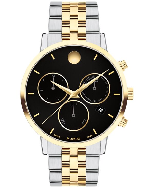 モバド メンズ 付属品 ウオッチ プルオーバー Movado Men\u0027s Museum Classic Swiss Quartz Chrono Two Tone Stainless Steel and Light Yellow PVD Watch 42粍 Two-Tone 黄色