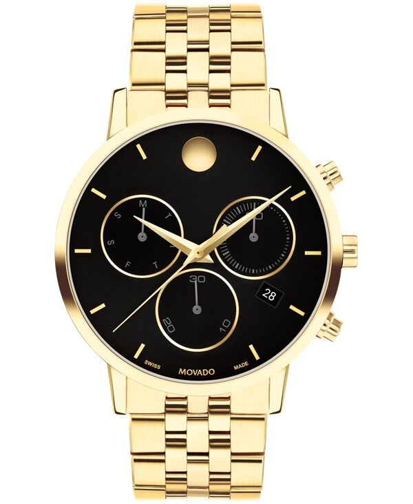 モバド メンズ 付属品 ウオッチ Movado Men\u0027s Museum Classic Swiss Quartz Chrono Light Yellow PVD Watch 42粍 Gold-Tone ゴールド