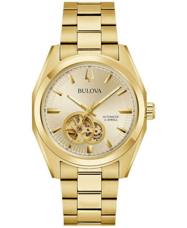 ブロバ メンズ アクセサリー 腕時計 Tシャツ Bulova Men's Automatic Surveyor Gold-Tone Stainless Steel Bracelet Watch 39mm Gold-tone ゴールド｜ReVida 店