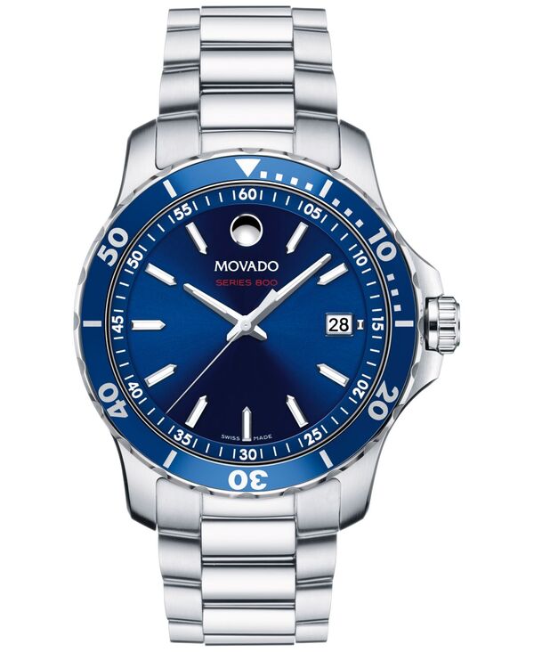 モバド メンズ アクセサリー 腕時計 Tシャツ Movado Men's Swiss Series 800 Stainless Steel Bracelet Diver Watch 40mm Silver シルバー