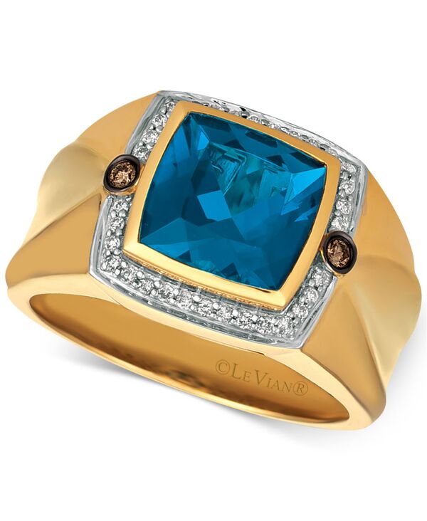 ル ヴァン メンズ アクセサリー リング Le Vian Gents Men's London Blue Topaz (4-1/8 ct. t.w.) & Diamond (1/5 ct. t.w.) Ring in 14k Gold ゴールド