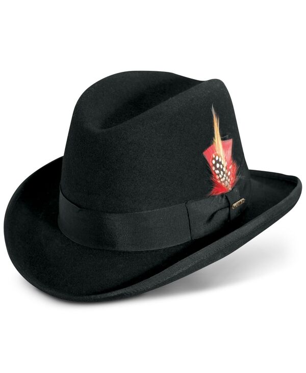 スカラ メンズ アクセサリー 帽子 ウール Scala Men's Wool Homburg Hat Black ブラック|ReVida 店