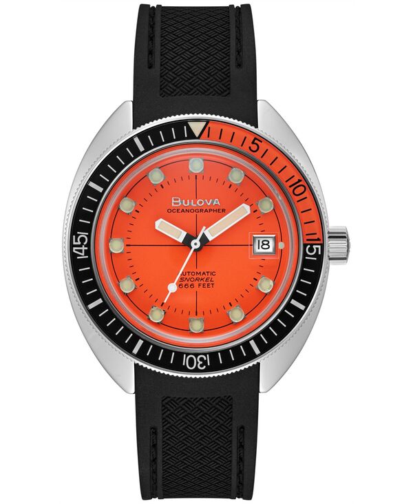 ブロバ メンズ 佩び物 ウォッチ Bulova Men\u0027s Automatic Oceanographer GMT Black Polyurethane Strap Watch 41粍 Silver しろがね色