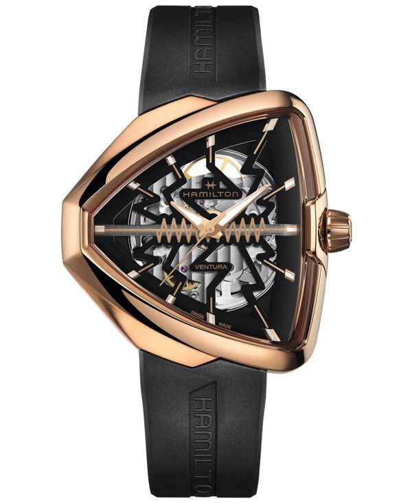 ハミルトン メンズ アクセサリー 腕時計 Hamilton Men's Swiss Ventura Black Rubber Strap Watch 45mm Black ブラック