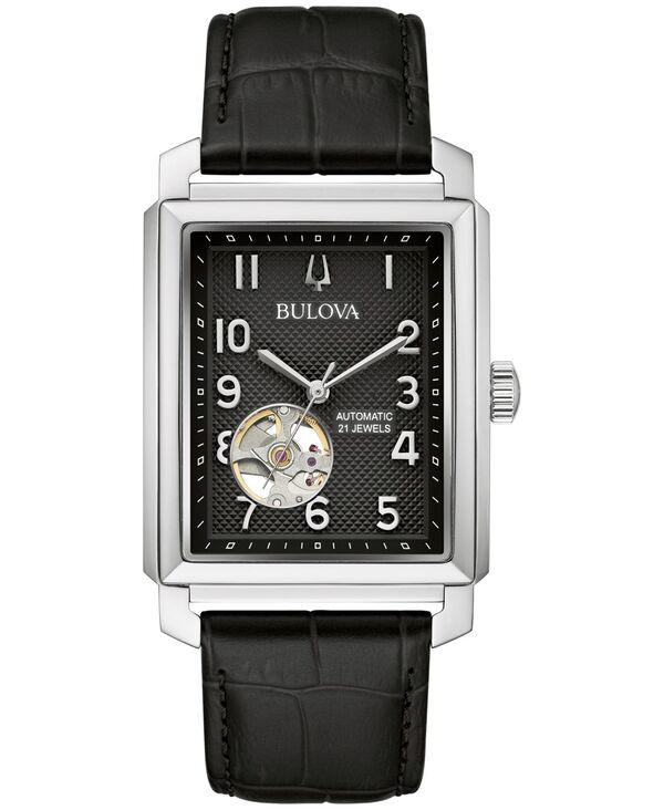 ブロバ メンズ 付属品 ウオッチ なめし革 Bulova Men\u0027s Automatic Sutton Black Leather Strap Watch 33粍 Black 黒いこと