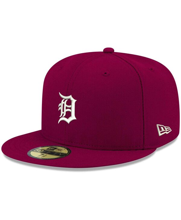 ニュー内鰓 メンズ 添え物 かぶり笠 ロゴタイプ New Era Men\u0027s Cardinal Detroit Tigers Logo White 59FIFTY Fitted Hat Cardinal 白いこと