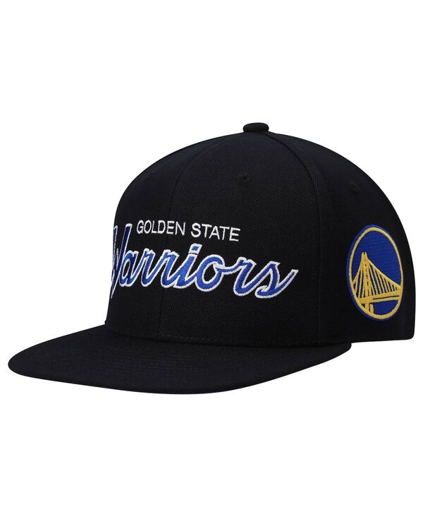 ミッチェル&ネス メンズ アクセサリー 帽子 Mitchell & Ness Men's Black Golden State Warriors Hardwood Classics Script 2.0 Snapback Hat Black ブラック