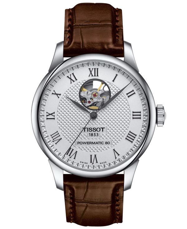 ティソット メンズ アクセサリー 腕時計 レザー Tissot Men's Swiss Automatic Le Locle Powermatic 80 Open Heart Brown Leather Strap Watch 39mm Brown ブラウン