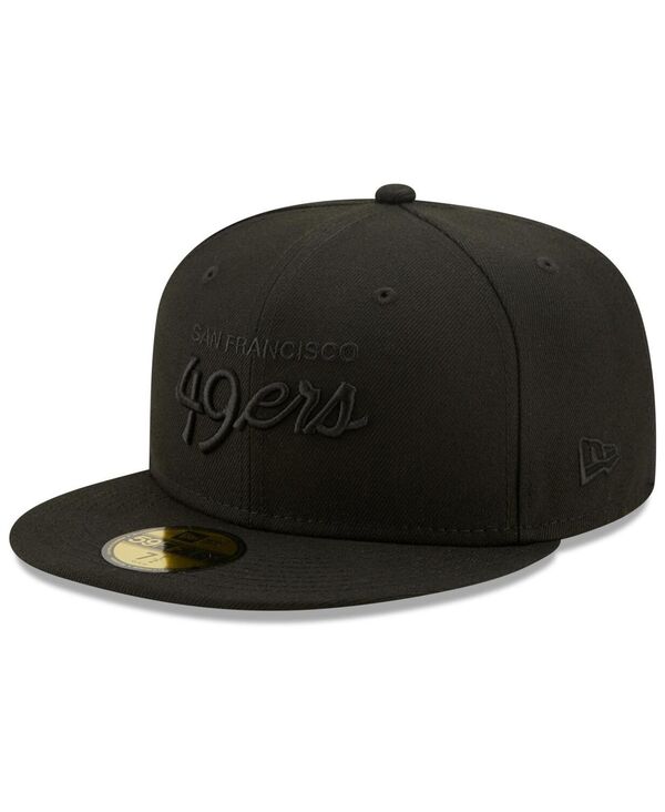 ニューエラ メンズ アクセサリー 帽子 ロゴ New Era Men's San Francisco 49ers Black on Black Alternate Logo 59FIFTY Fitted Hat Black ブラック｜ReVida 店