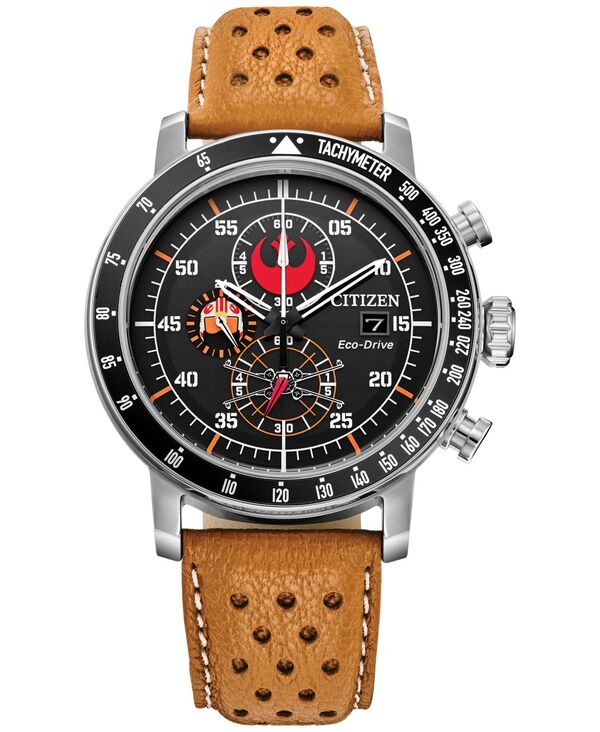 シチズン メンズ アクセサリー 腕時計 レザー Citizen Eco-Drive Men's Chronograph Star Wars Rebel Pilot Orange Perforated Leather Strap Watch 44mm Orange オレンジ