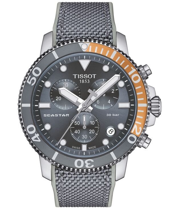 ティソット メンズ アクセサリー 腕時計 Tissot Men's Swiss Chronograph Seastar 1000 Gray Textile Strap Watch 46mm No Color グレー|ReVida 店