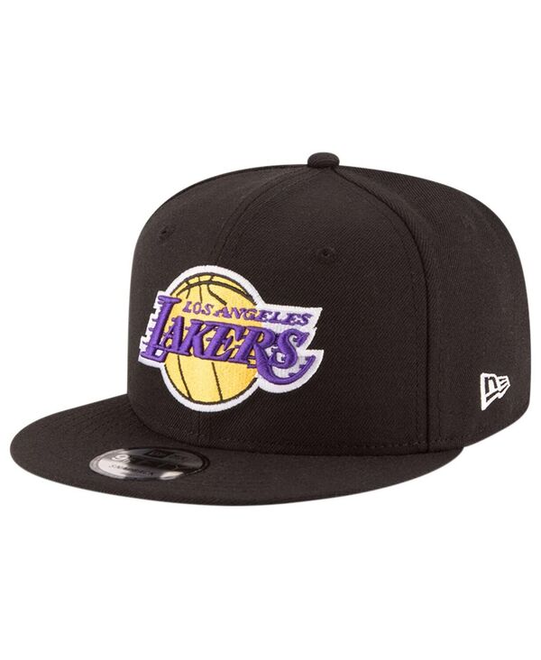 ニューエラ メンズ アクセサリー 帽子 New Era Men's Black Los Angeles Lakers Official Team Color 9FIFTY Adjustable Snapback Hat Black ブラック｜ReVida 店