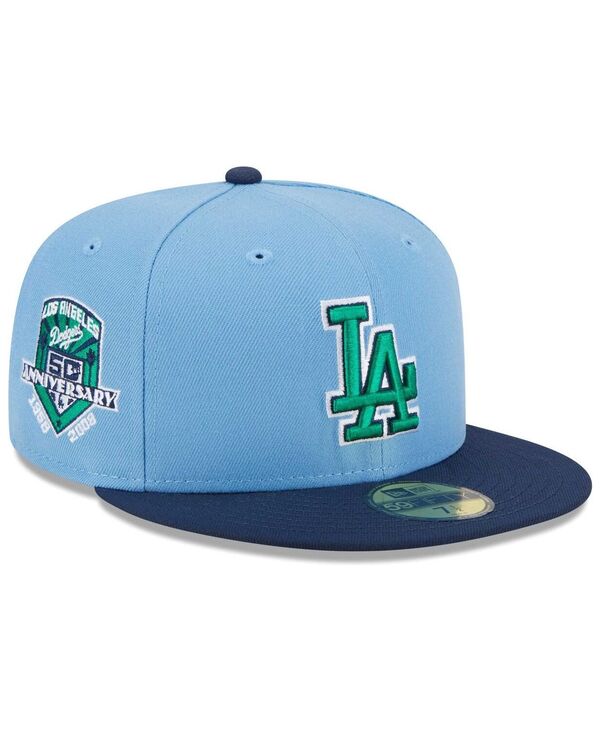ニューエラ メンズ アクセサリー 帽子 New Era Men's Light Blue Navy Los Angeles Dodgers Green Undervisor 59FIFTY Fitted Hat Light Blue Navy ネイビー