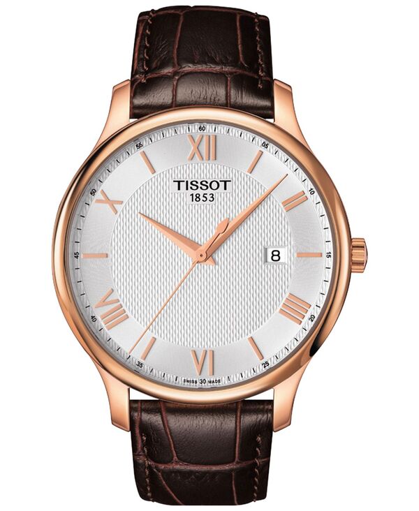 ティソット メンズ 付属品 ウオッチ なめし革 Tissot Men\u0027s Swiss Tradition Brown Leather Strap Watch 42粍 No Color 赤銅色