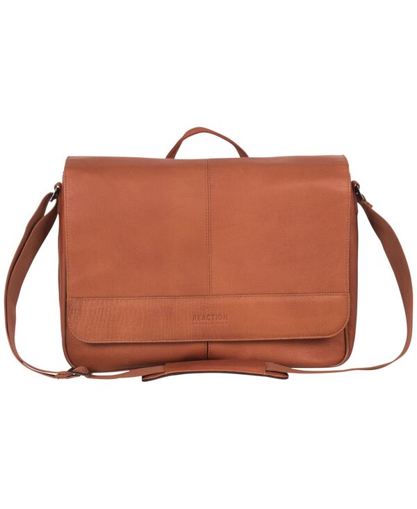 ケネスコール メンズ バッグ バックパック・リュックサック レザー Kenneth Cole Reaction Colombian Leather Crossbody 15.6 Laptop & Tablet Messenger Bag Cognac