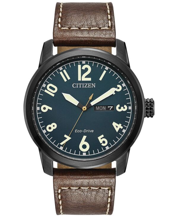 シチズン メンズ アクセサリー 腕時計 レザー Citizen Men's Eco-Drive Military Brown Leather Strap Watch 42mm BM8478-01L No Color ブラウン 47,280円
