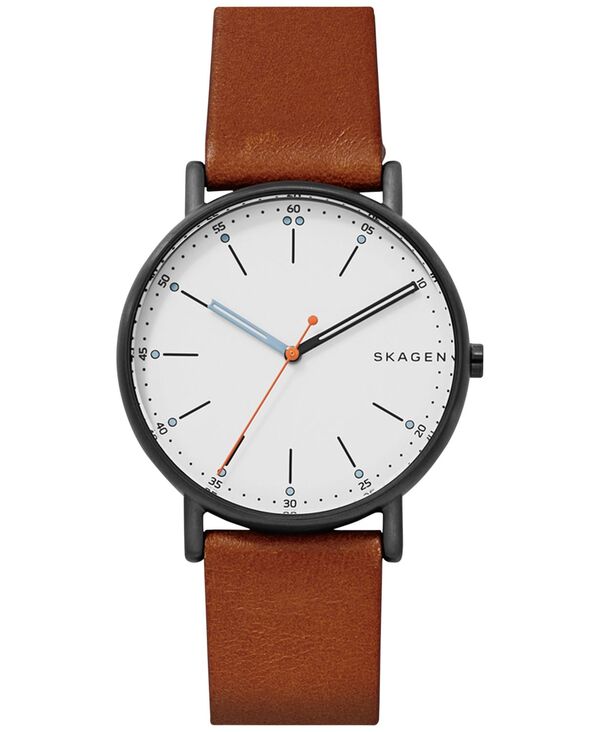 スカーゲン メンズ アクセサリー 腕時計 レザー Skagen Men's Signatur Brown Leather Strap Watch 40mm SKW6374 Brown ブラウン