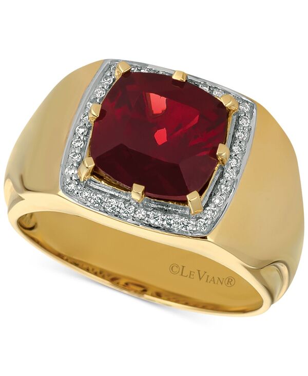 ル ヴァン メンズ アクセサリー リング Le Vian Gents Men's Pomegranate Garnet (4-3/8 ct. t.w.) & Diamond (1/6 ct. t.w.) Ring in 14k Yellow Gold イエロー