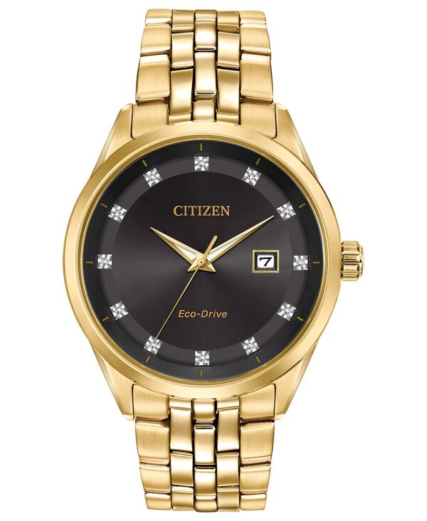 シチズン メンズ アクセサリー 腕時計 Tシャツ Citizen Men's Eco-Drive Corso Diamond-Accent Gold-Tone Stainless Steel Bracelet Watch 41mm Gold ゴールド｜ReVida 店