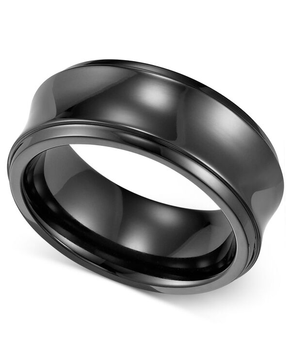 トリトン メンズ アクセサリー リング Triton Men's Black Titanium Ring Concave Wedding Band (8mm) Black Titanium ブラック