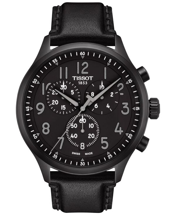 ティソット メンズ 付属品 ウオッチ ヴィンテージ なめし革 Tissot Men\u0027s Swiss Chronograph XL Vintage Black Leather Strap Watch 45粍 Black 黒いこと