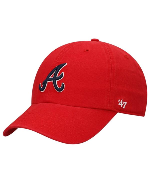 47 ブランド メンズ アクセサリー 帽子 '47 Brand Men's '47 Red Atlanta Braves Team Clean Up Adjustable Hat Red レッド