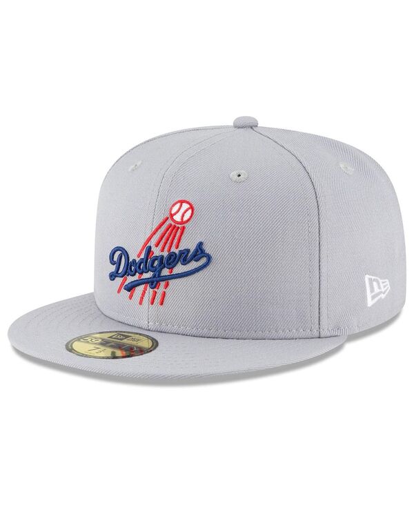 ニューエラ メンズ アクセサリー 帽子 ロゴ New Era Men's Gray Los Angeles Dodgers Cooperstown Collection Logo 59Fifty Fitted Hat Gray グレー|ReVida 店