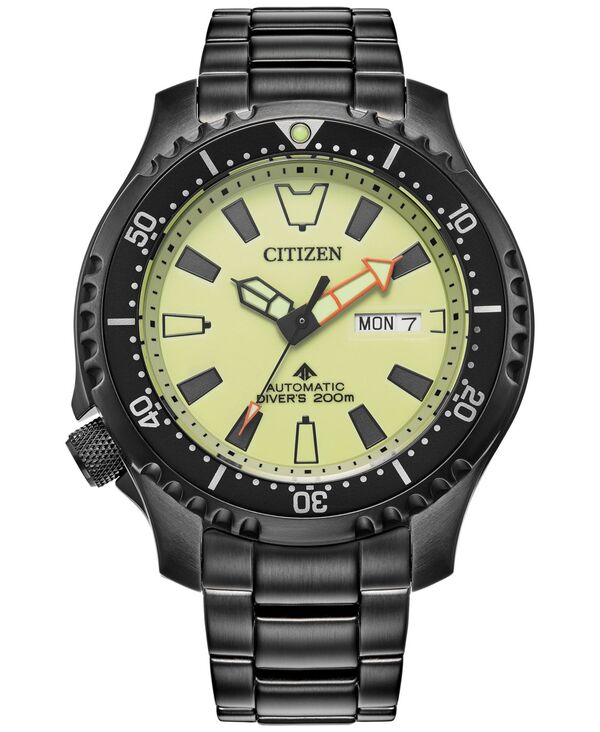 シチズン メンズ アクセサリー 腕時計 Tシャツ Citizen Men's Promaster Automatic Dive Black Ion-Plated Stainless Steel Bracelet Watch 44mm Black ブラック|ReVida 店
