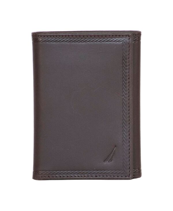 ナウティカ メンズ アクセサリー 財布 レザー Nautica Men's Trifold Leather Wallet Brown ブラウン