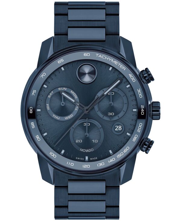 モバド メンズ 付属品 ウオッチ プルオーバー Movado Men\u0027s Bold Verso Dark Blue Ionic Plated Steel Bracelet Watch 44粍 Blue 青み