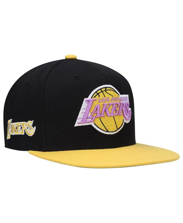 ミッチェル&ネス メンズ アクセサリー 帽子 Mitchell & Ness Men's Black and Gold Los Angeles Lakers Hardwood Classics Snapback Hat Black Gold ブラック｜ReVida 店