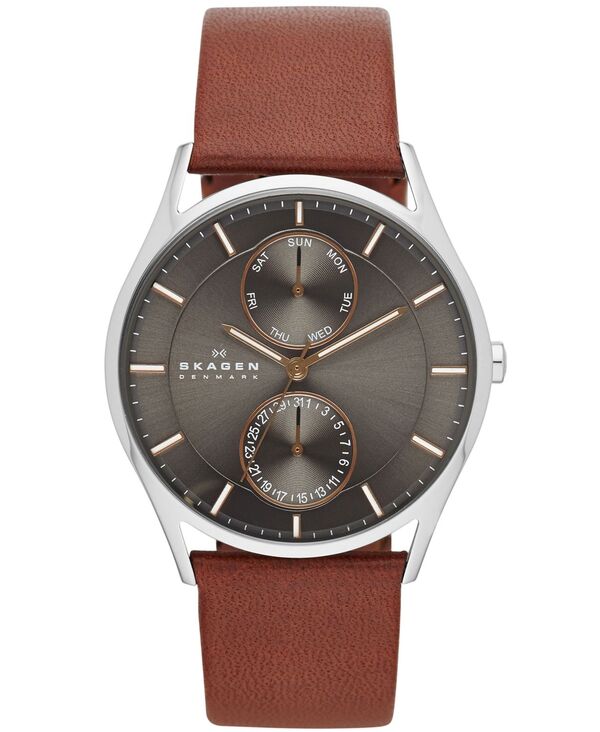 スカーゲン メンズ アクセサリー 腕時計 レザー Skagen Men\'s Holst Brown Leather Strap Watch 40mm SKW6086 No Color ブラウン