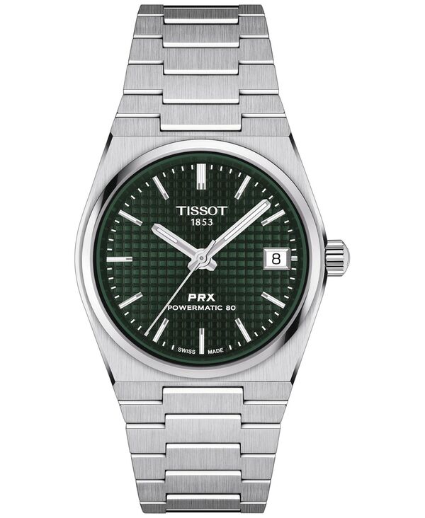 ティソット メンズ アクセサリー 腕時計 Tシャツ Tissot Unisex Swiss Automatic PRX Powermatic 80 Stainless Steel Bracelet Watch 35mm Grey グレー