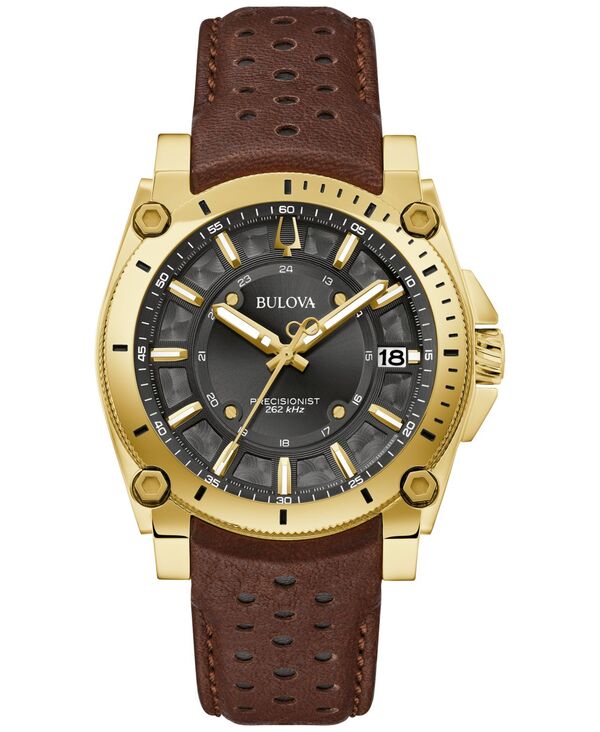 ブロバ メンズ アクセサリー 腕時計 レザー Bulova Men's Precisionist Icon Brown Leather Strap Watch 40mm Brown ブラウン｜ReVida 店