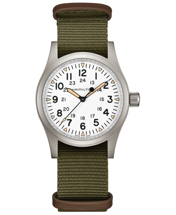 ハミルトン メンズ アクセサリー 腕時計 Hamilton Men's Swiss Mechanical Khaki Field Green Nato Strap Watch 38mm Green グリーン