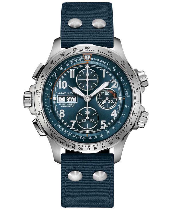 ハミルトン メンズ アクセサリー 腕時計 Hamilton Men's Swiss Automatic Chronograph Khaki Aviation X-Wind Blue Textile Strap Watch 45mm Blue ブルー