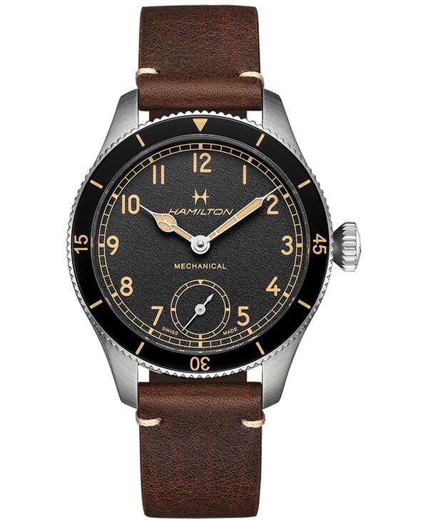 ハミルトン メンズ 付属品 ウオッチ なめし革 Hamilton Men\u0027s Khaki Aviation Pioneer Brown Leather Strap Watch 43粍 Brown 赤銅色