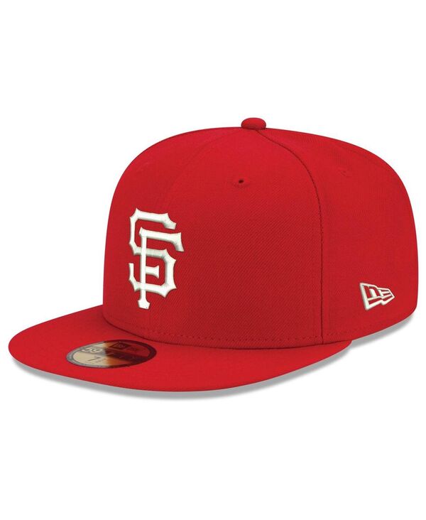 ニューエラ メンズ アクセサリー 帽子 ロゴ New Era Men's Red San Francisco Giants Logo White 59FIFTY Fitted Hat Red レッド|ReVida 店